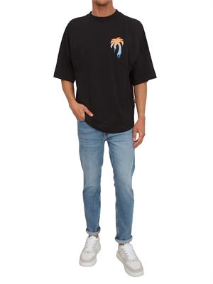 T-shirt nera Palm Angels in cotone stampa palma in UOMO