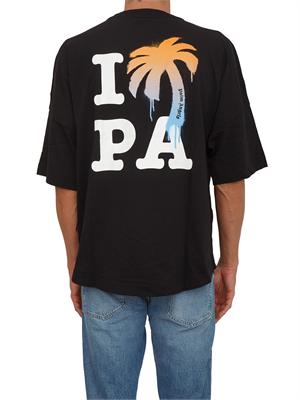 T-shirt nera Palm Angels in cotone stampa palma in UOMO