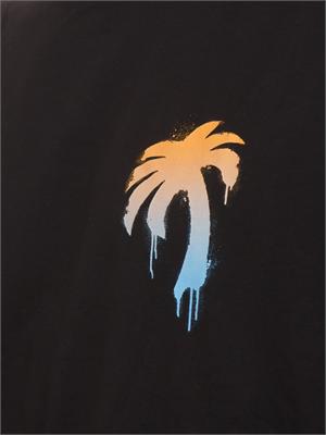 T-shirt nera Palm Angels in cotone stampa palma in UOMO