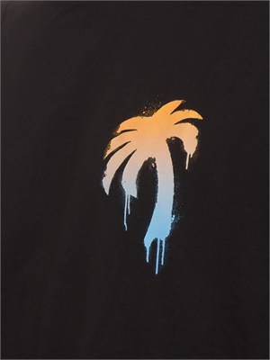 T-shirt nera Palm Angels in cotone stampa palma in UOMO