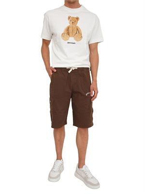 T-shirt avorio Palm Angels stampa bear grande in UOMO