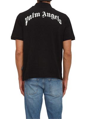 Polo nera Palm Angels in cotone con logo in UOMO