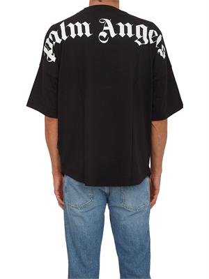 T-shirt nera Palm Angels losse fit logo sul collo in UOMO