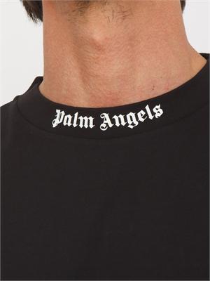 T-shirt nera Palm Angels losse fit logo sul collo in UOMO