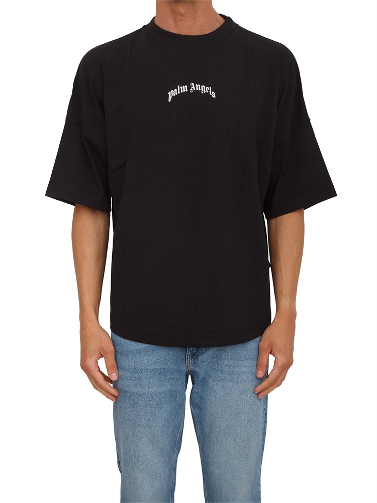 T-shirt nera Palm Angels in cotone loose fit