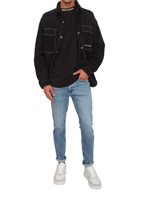 Camicia overshirt Palm Angels nera con tasche in UOMO