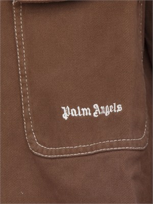 Camicia overshirt Palm Angels marrone con tasche in UOMO