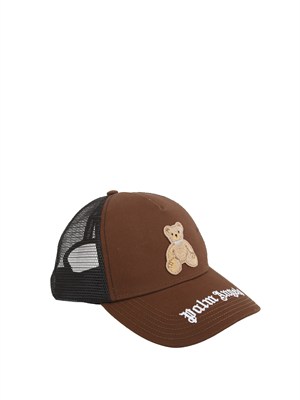 Cappello Palm Angels in cotone marrone e rete nera in UOMO
