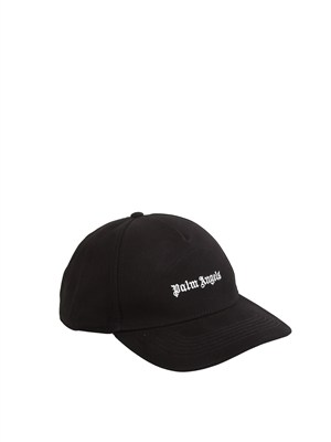 Berretto Palm Angels in cotone nero logo ricamato in UOMO