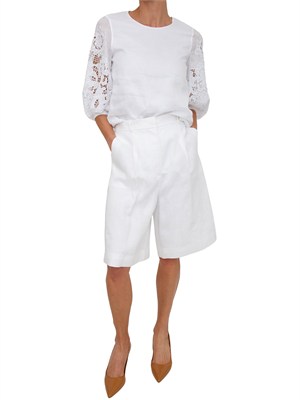 Bermuda bianchi MSTCARAVAN Max Mara Studio in puro lino in DONNA