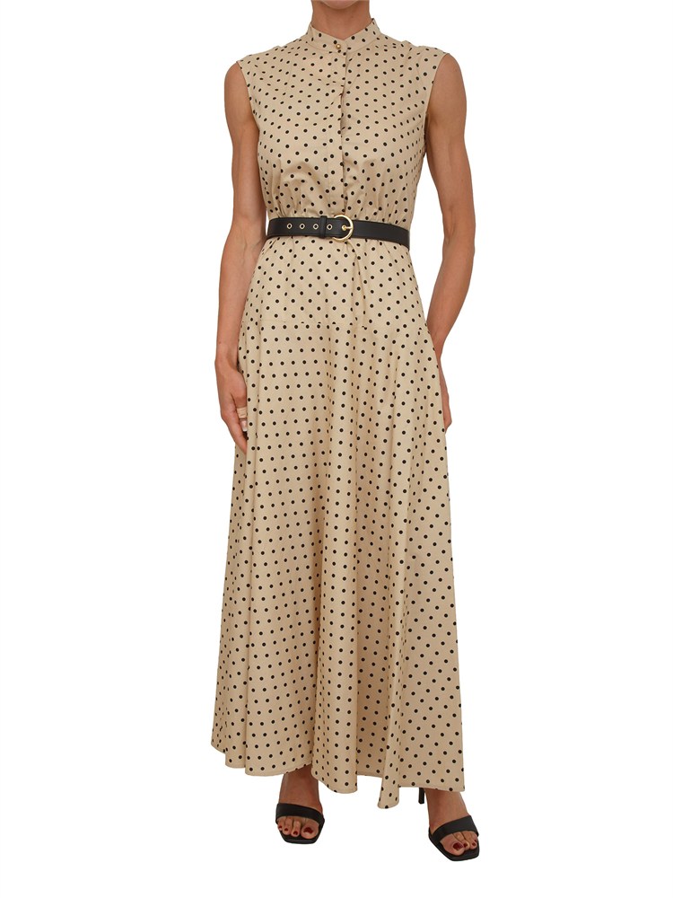 Abito MSTWEST Max Mara Studio in cotone beige a pois