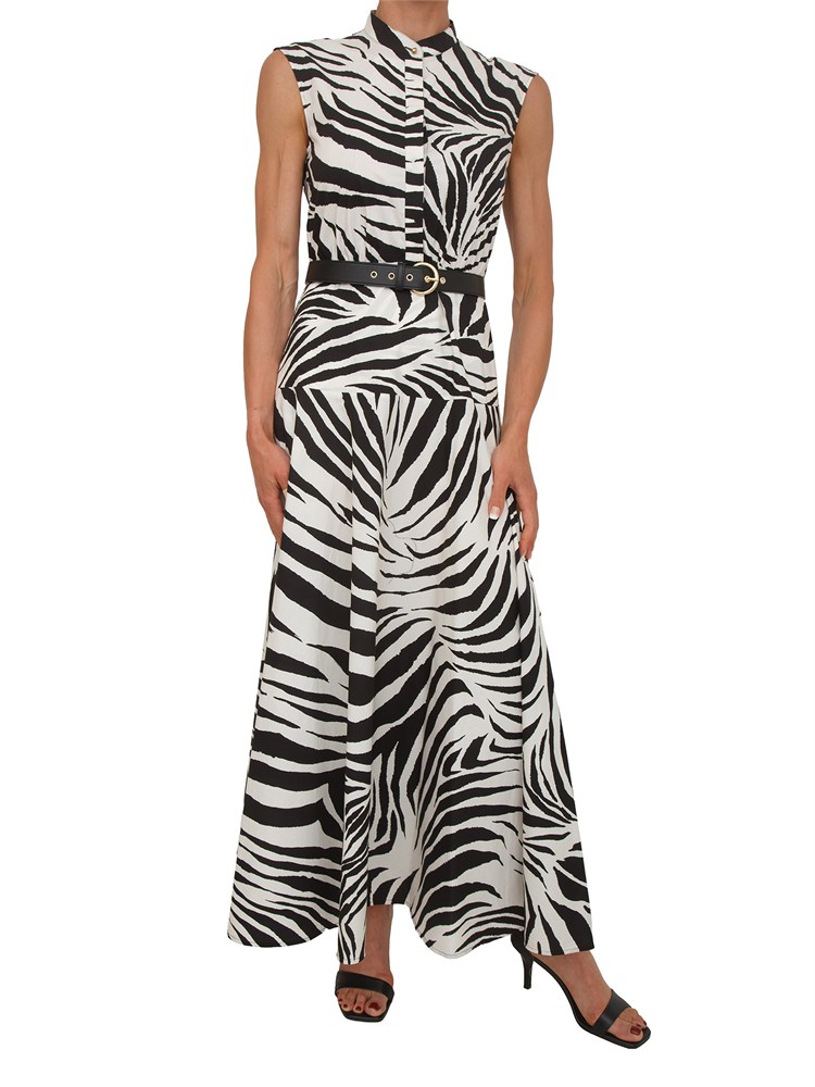 Abito MSTWEST Max Mara Studio in cotone bianco zebrato
