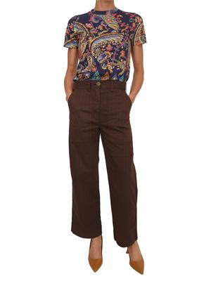 T-shirt Etro donna in puro cotone blu stampa Paisley in DONNA