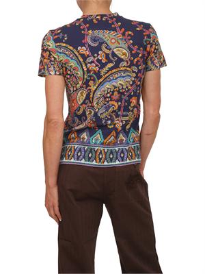 T-shirt Etro donna in puro cotone blu stampa Paisley in DONNA