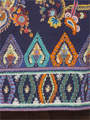 T-shirt Etro donna in puro cotone blu stampa Paisley in DONNA