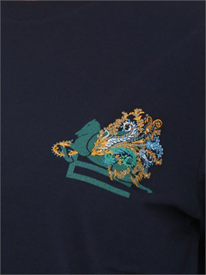 T-shirt Etro donna in cotone blu e logo a contrasto in DONNA