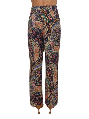 Pantaloni Etro in tessuto twill blu stampa Paisley in DONNA