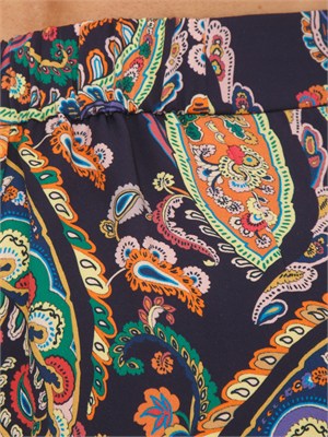 Pantaloni Etro in tessuto twill blu stampa Paisley in DONNA