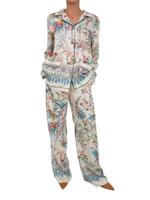 Pantaloni Etro donna in tessuto twill avorio stampato in DONNA