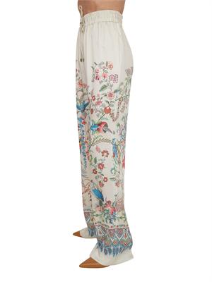 Pantaloni Etro donna in tessuto twill avorio stampato in DONNA