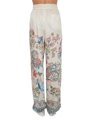 Pantaloni Etro donna in tessuto twill avorio stampato in DONNA