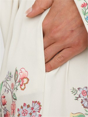 Pantaloni Etro donna in tessuto twill avorio stampato in DONNA