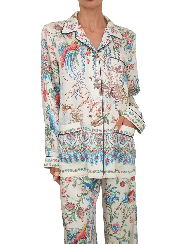 Camicia Etro donna in tessuto twill avorio stampato