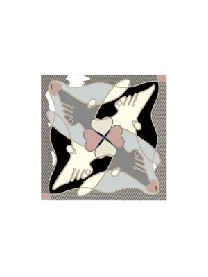 Stola nera 120x120 Liu Jo donna stampa astratta cuori e logo in DONNA
