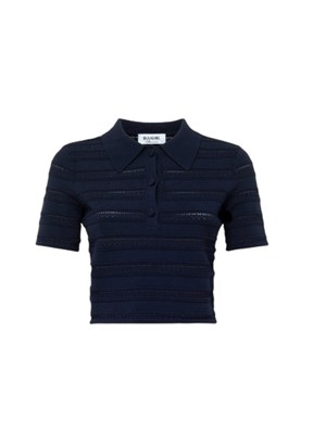 Polo Blugirl in viscosa pointelle blu in DONNA