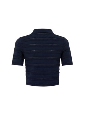 Polo Blugirl in viscosa pointelle blu in DONNA