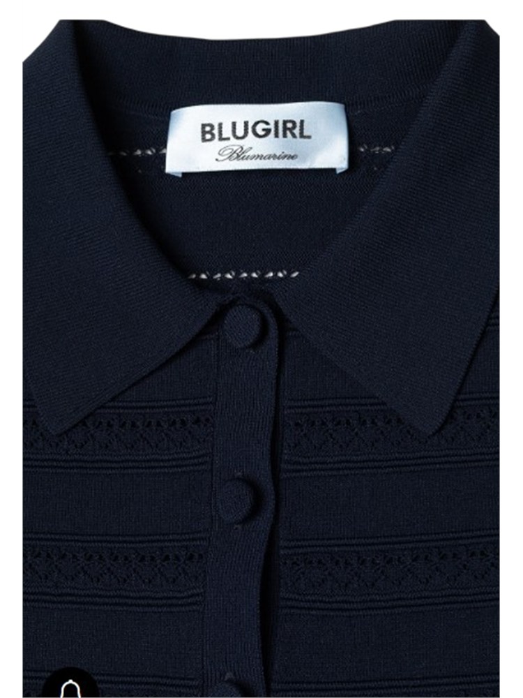 Polo Blugirl in viscosa pointelle blu