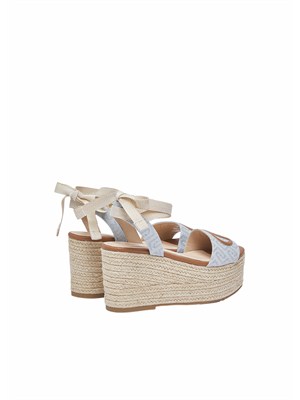 Sandali zeppa Liu Jo denim jacquard in DONNA