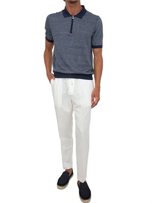 Polo zip Gran Sasso uomo in maglia blu millerighe in UOMO
