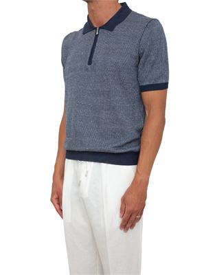 Polo zip Gran Sasso uomo in maglia blu millerighe in UOMO