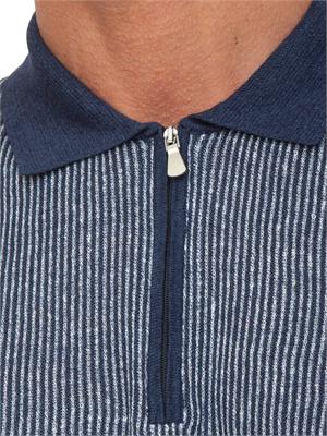 Polo zip Gran Sasso uomo in maglia blu millerighe in UOMO