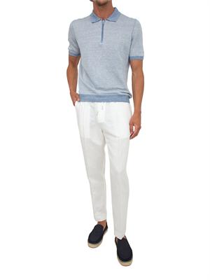 Polo zip Gran Sasso uomo in maglia azzurra millerighe in UOMO