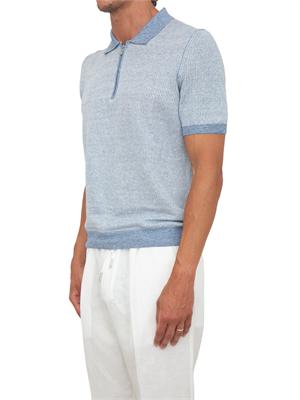 Polo zip Gran Sasso uomo in maglia azzurra millerighe in UOMO