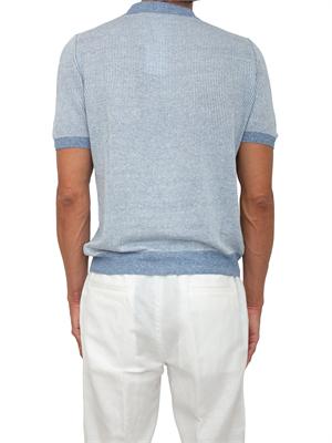 Polo zip Gran Sasso uomo in maglia azzurra millerighe in UOMO