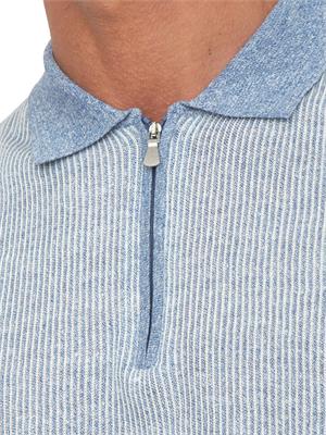 Polo zip Gran Sasso uomo in maglia azzurra millerighe in UOMO