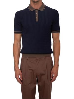 Polo maglia Gran Sasso uomo in cotone blu profili marroni in UOMO