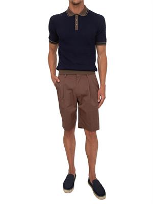 Polo maglia Gran Sasso uomo in cotone blu profili marroni in UOMO