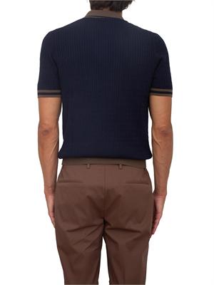 Polo maglia Gran Sasso uomo in cotone blu profili marroni in UOMO