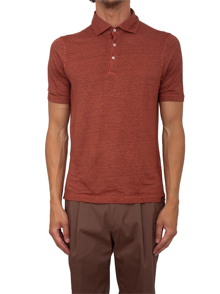 Polo maglia Gran Sasso uomo in lino terracotta