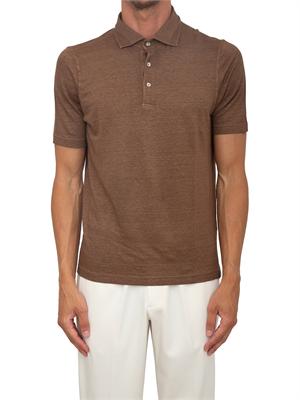 Polo maglia Gran Sasso uomo in lino marrone in UOMO
