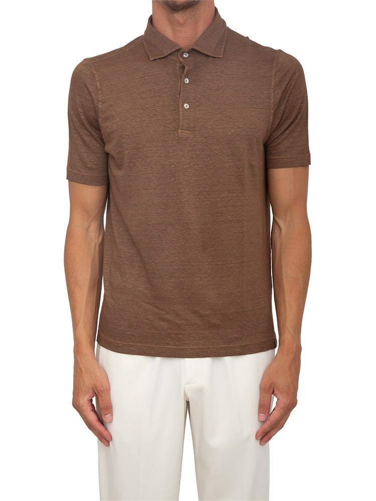 Polo maglia Gran Sasso uomo in lino marrone