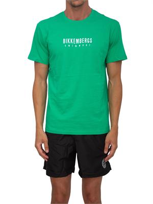 BIKKEMBERGS BEACHWEAR T-shirt verde Bikkembergs Swimwear uomo in cotone in UOMO