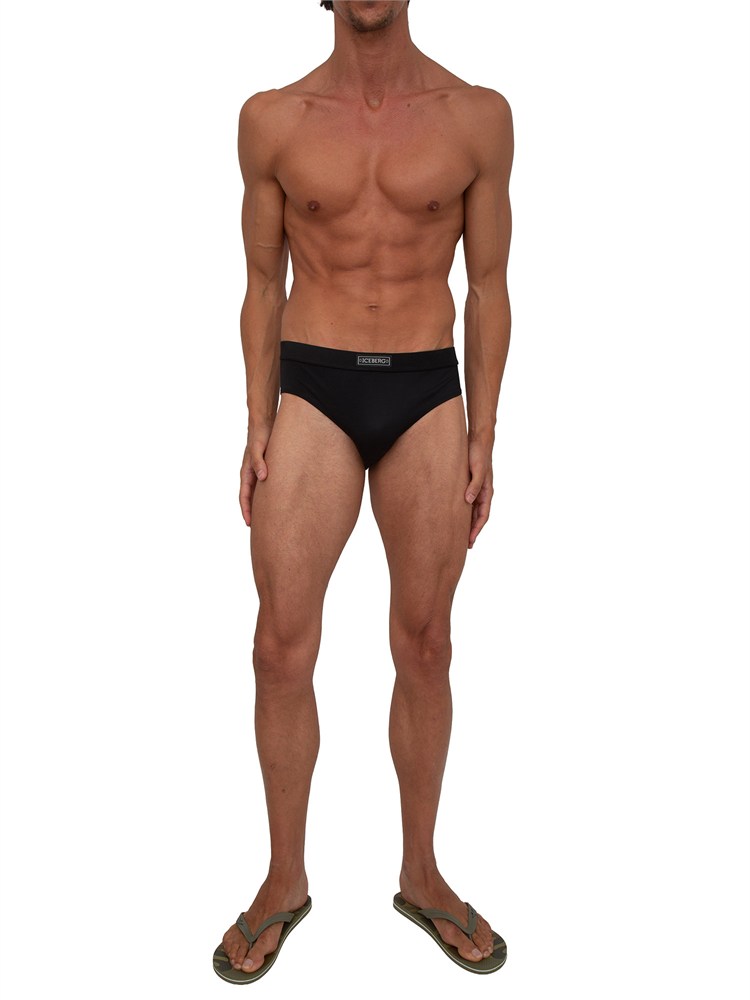 ICEBERG BEACHWEAR Costume slip uomo Iceberg in tessuto nero
