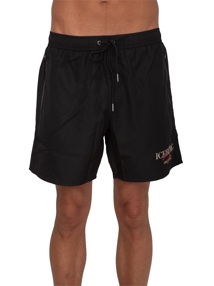 Costume boxer nero Iceberg beachwear uomo