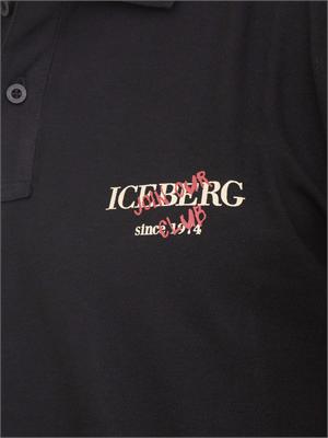 Polo nera Iceberg Beachwear uomo in cotone con logo in UOMO