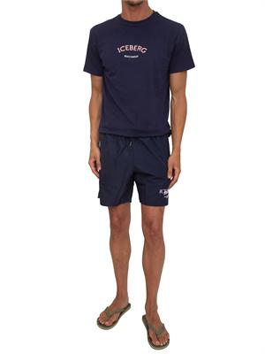 T-shirt blu Iceberg beachwear uomo con stampa logo in UOMO